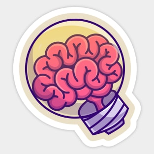 Lamp With Brain Cartoon Sticker